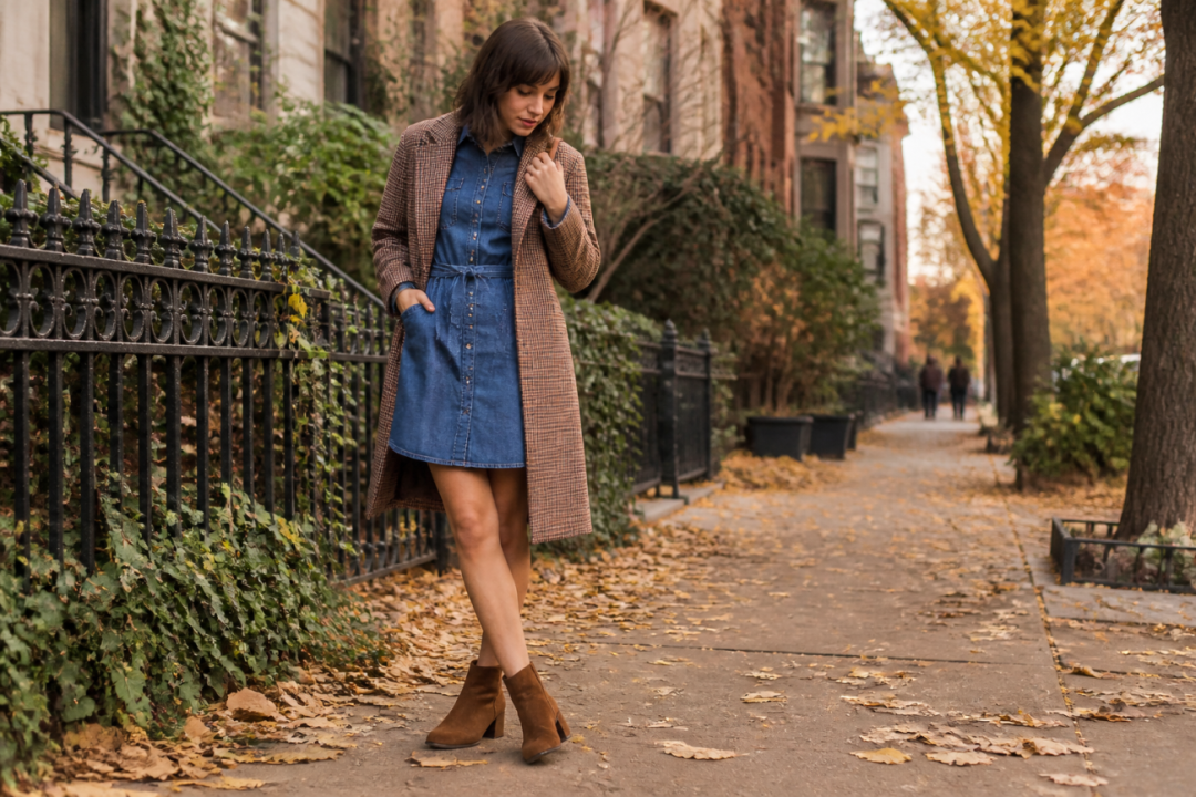 Quelles bottines porter avec une robe en jean en automne ?