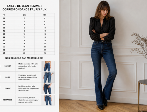 Taille de jean femme : correspondance FR / US / UK, avec tableau et conseils par morphologie